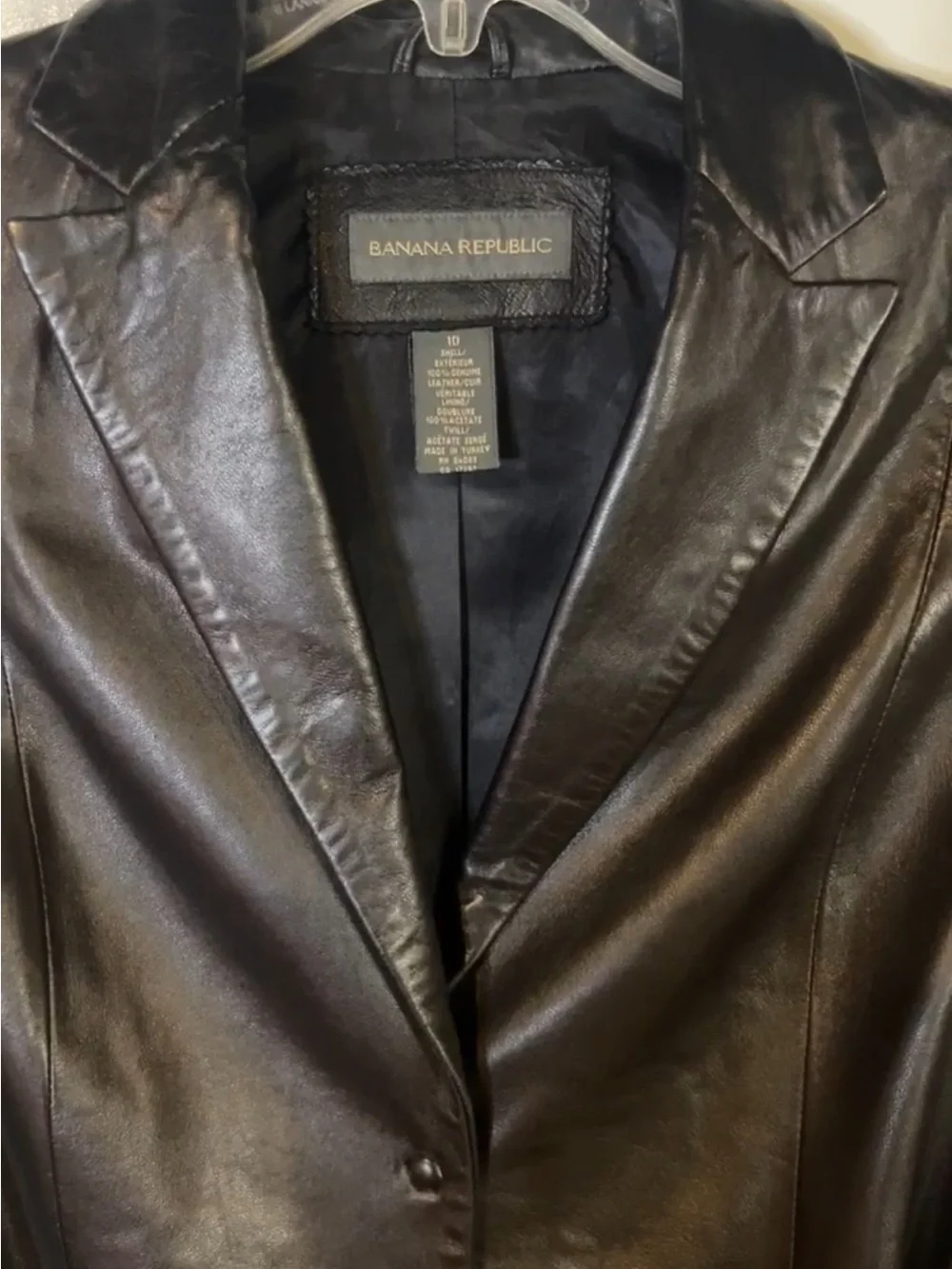 Banana Republic women's leather belted blazer jacket
